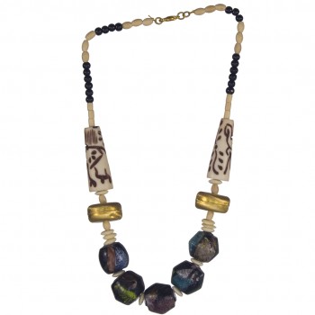 Unique Rustic Ceramic And Stone Necklace For a Modern Fashion Statement