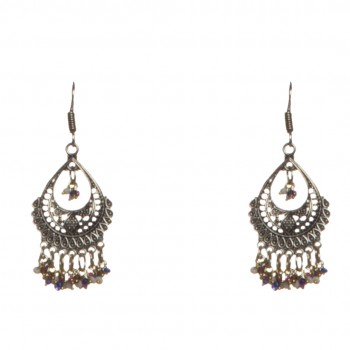 Charming Dangling Alloy Earrings With Small Beads Adornment