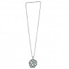 Luxuriant Exotic Flower Silver Metallic Hue With Stone Encrusting Pendant With Modern Styled Chain