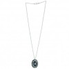 Exclusive Sophisticated Silver Metal Encrusted Deep Taupe Hue Pendant With Classic Styled Chain